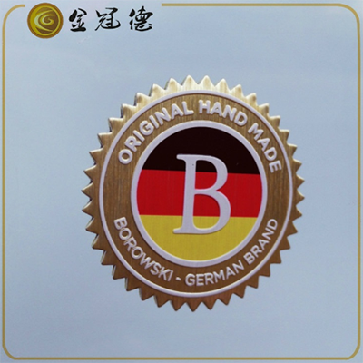 定制彩印B字标贴五金印刷金色冲压凹凸圆形商标标牌定做